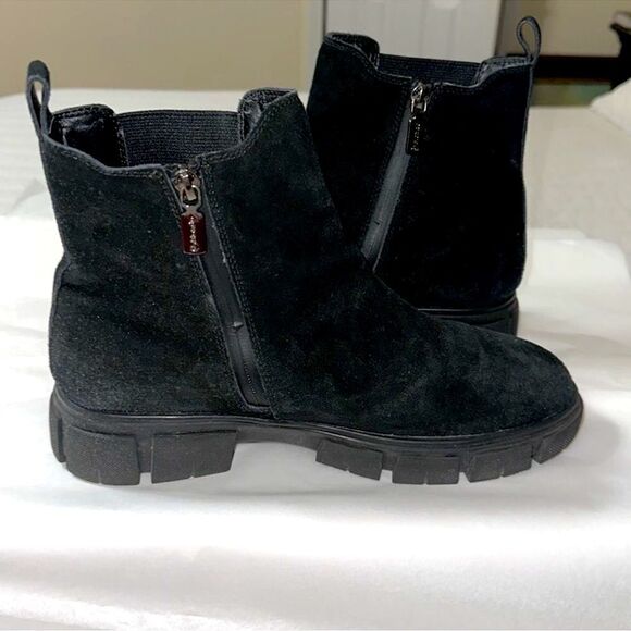 Blondo 11 Posey Black Suede Leather Waterproof Non Skid Rubber Sole Ankle Boots - Picture 4 of 11